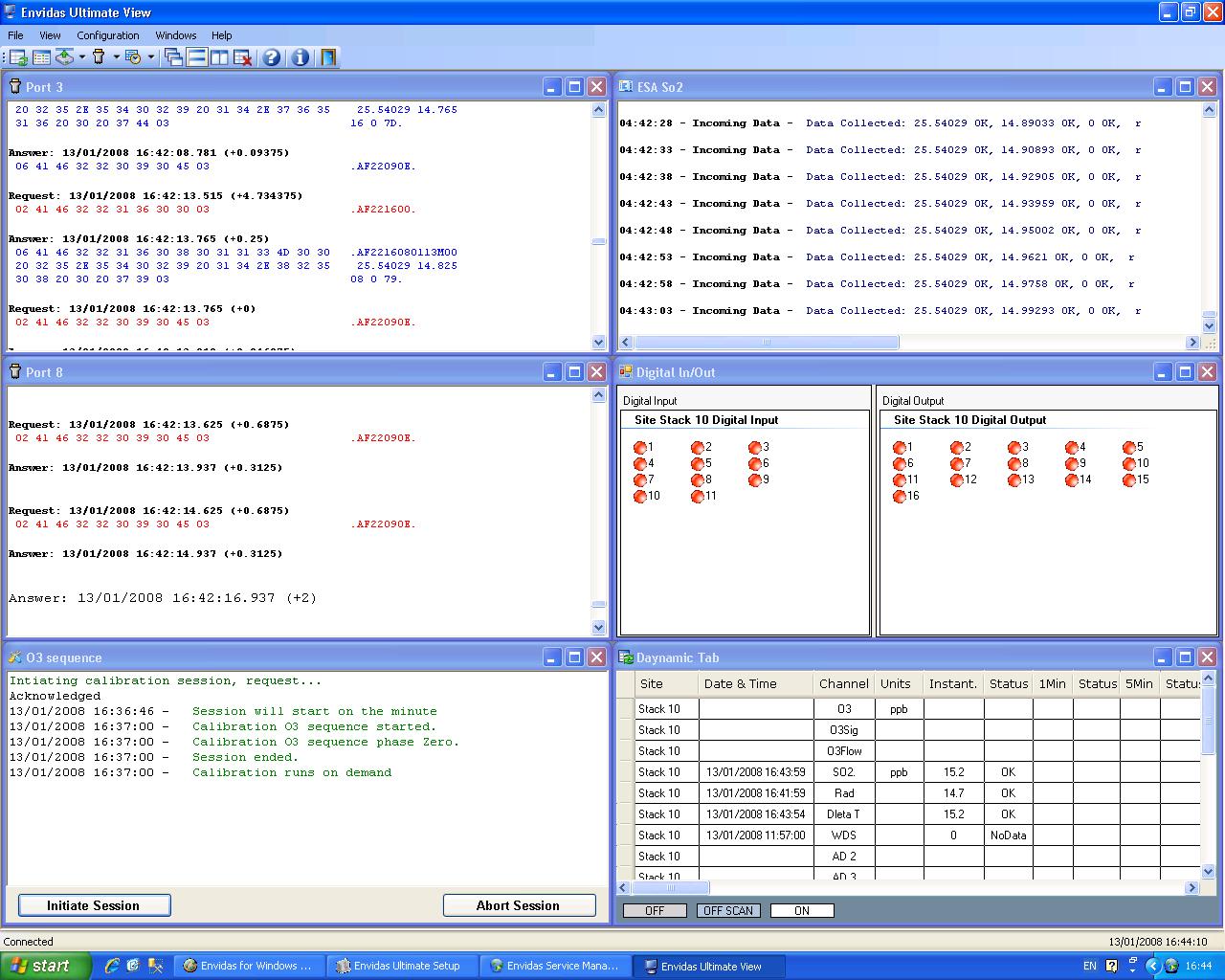 Envitech Europe Envidas Ultimate View - Several Screens tiles horizontally using the "Windows" menu